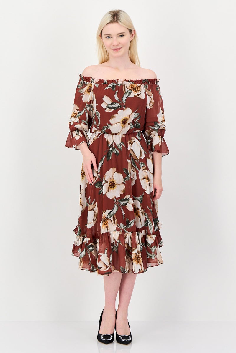 VERO MODA Women Floral Midi Dress, Multicolor - Image 1